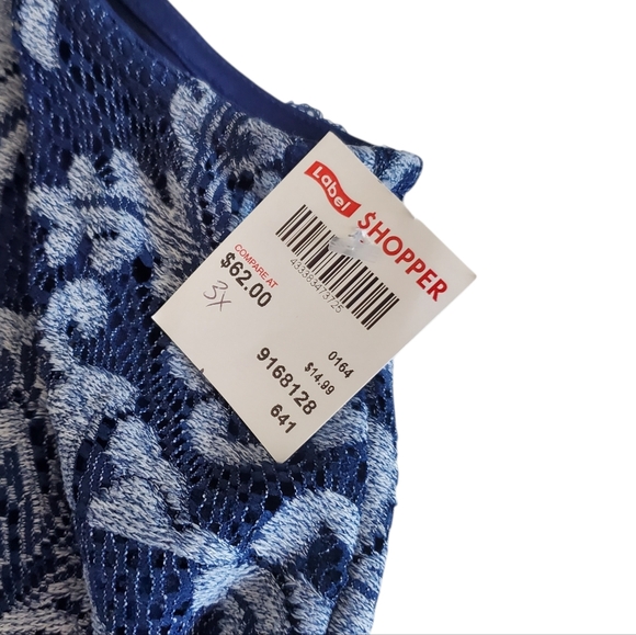 NWT Sabrina Blue Women's Dress Sleeveless Lace Size 26W - Picture 3 of 15